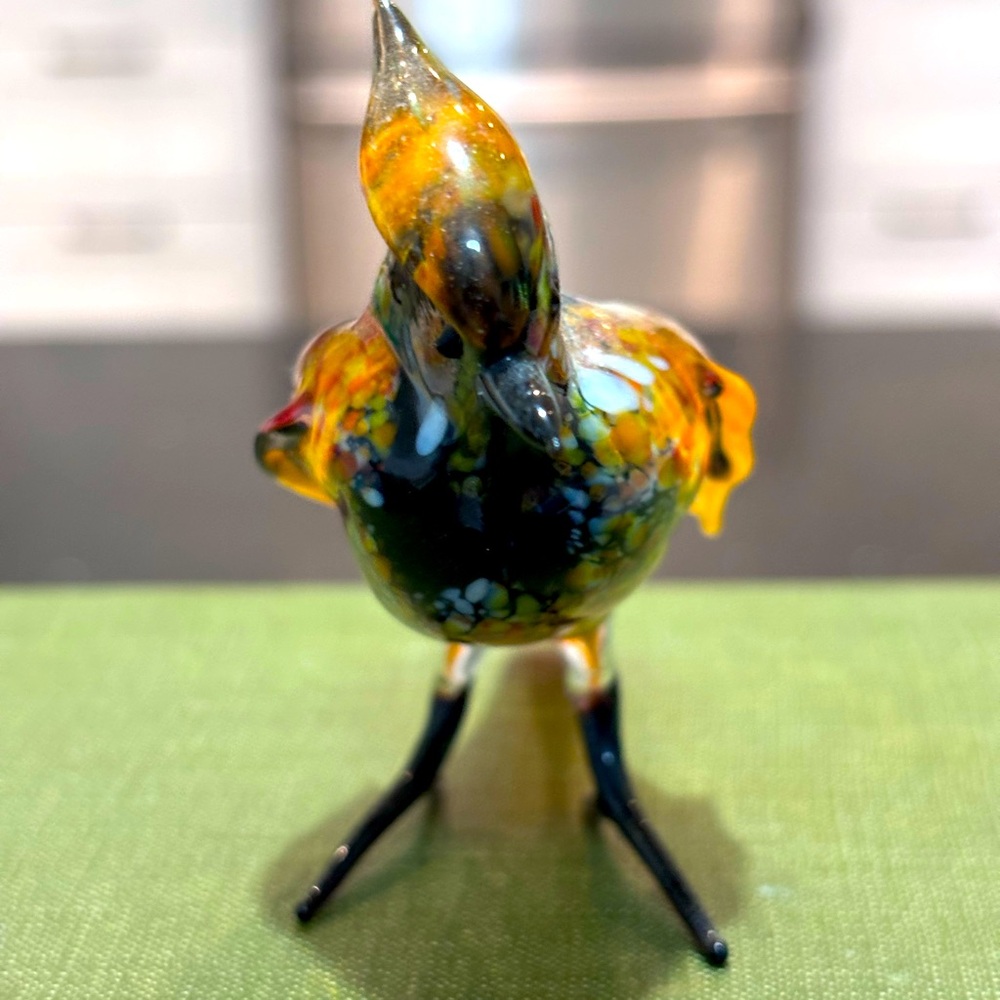 Small Handblown Glass Bird Figurine • Art Glass • Collectible Bird Sculpture